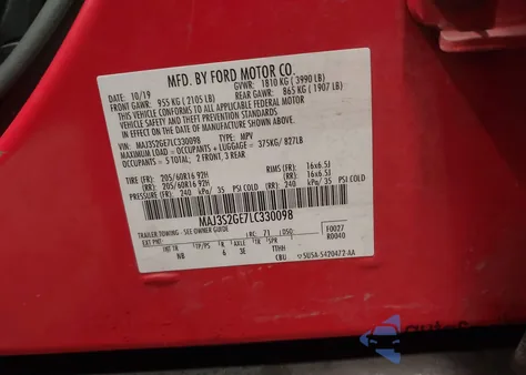 2020 Ford Ecosport Se z USA, uszkodzony, nr VIN MAJ3S2GE7LC330098